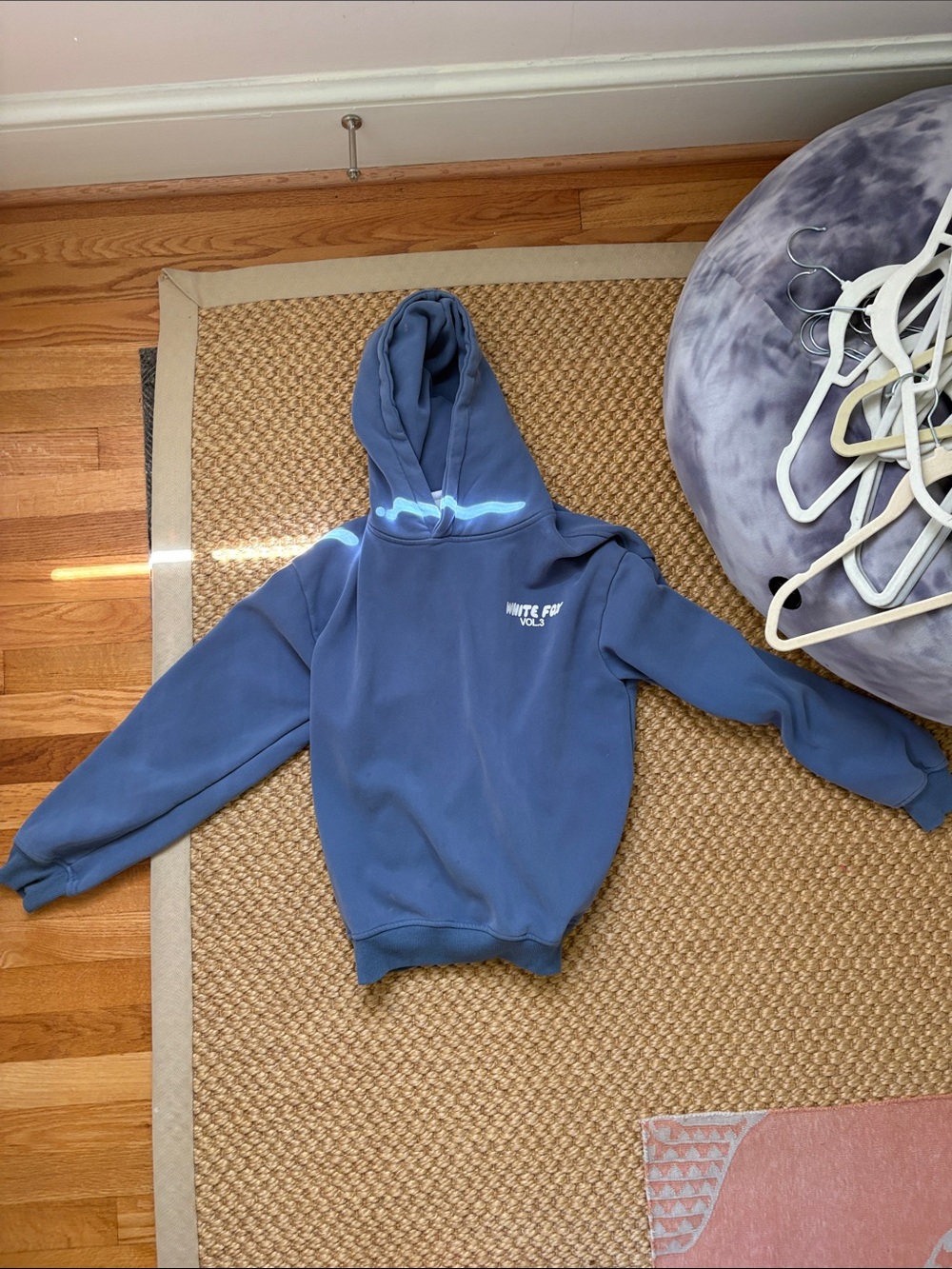 Blue white fox Hoodie with White Logo